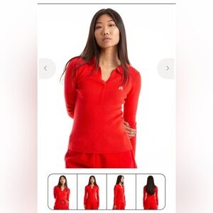 Red Long Sleeve Knit Polo Sweater